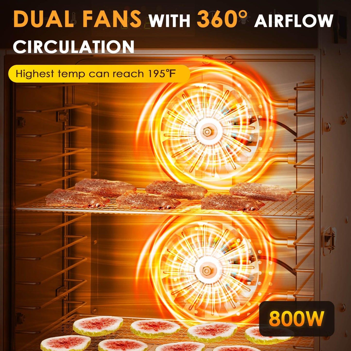 HOPERAN Food Dehydrator Machine with 12 Stainless Steel Trays – Digital Timer & Adjustable Temp Control for Jerky, Herbs, Fruits | Overheat Protection, BPA-Free, Includes Recipe Book