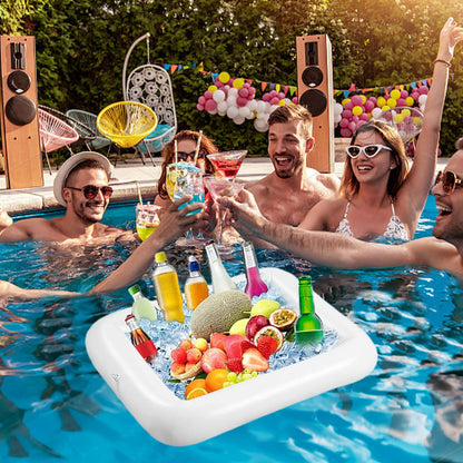 2PCS Inflatable Ice Serving Buffet Bar - BBQ Picnic Pool Party Supplies Buffet Salad Food & Drinks Tray for Party Picnic & Camping (23.6 inches)