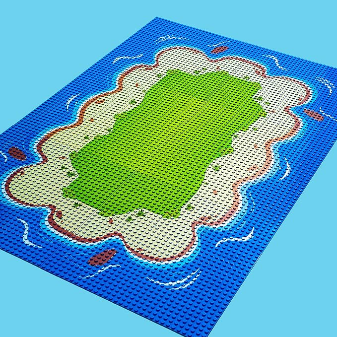 Apostrophe Games Island Building Blocks Base Plates Compatible with All Major Brands - 6 Pack of Beach Plates - 4 Corners &amp 2 Straight