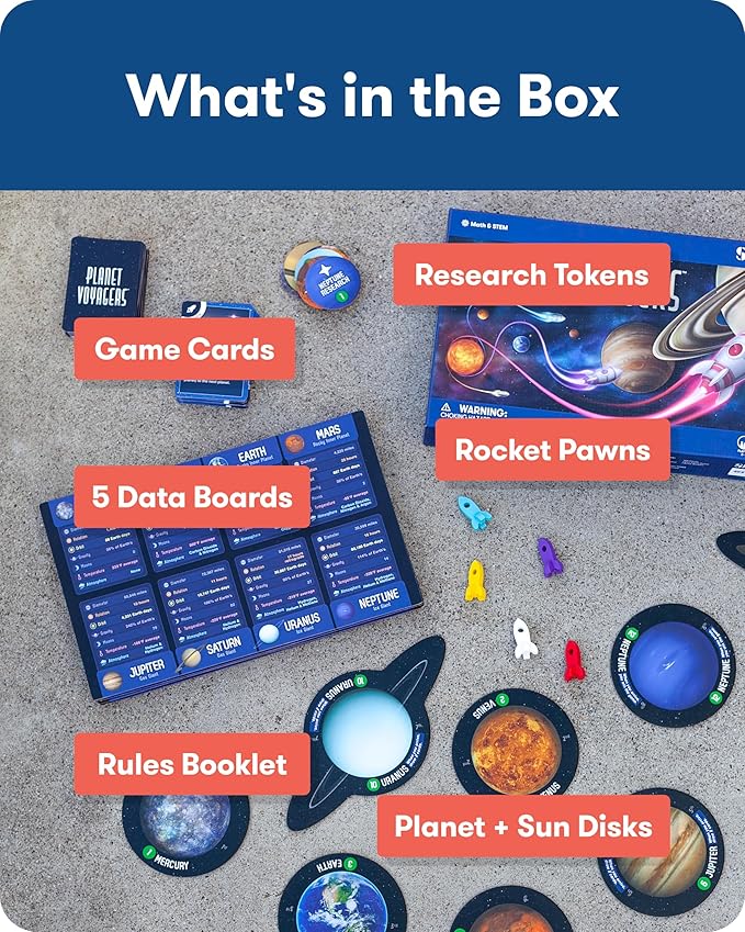 SimplyFun Planet Voyagers - Astronomy Children’s Game - Helps Teach Reading &amp Science Skills - 3rd to 5th Grade Level - 2-5 Players for Ages 8 &amp Up