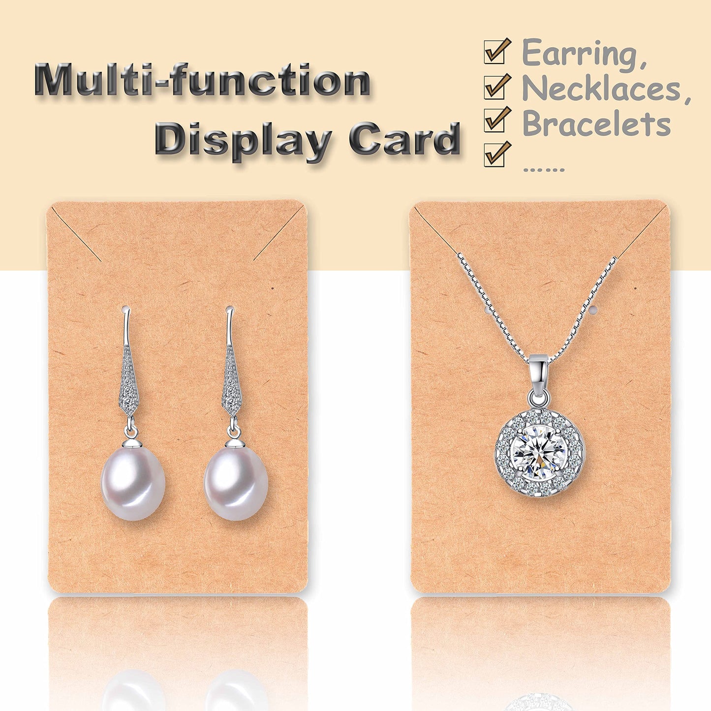 Earring Display Cards with 100 Pcs Earring Holder Cards 200 Pcs Earring Backs and 100 Jewelry Packaging for Earrings Necklace Jewelry Bags 3.5x2.4 Inches (Brown)