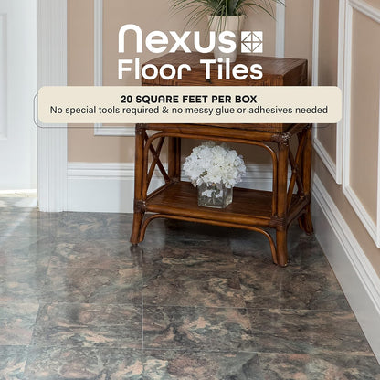 Achim Home Decor Nexus Self-Adhesive Vinyl Floor Tiles - Dark Slate Marble, 12" x 12", 20 Tiles for Easy DIY Flooring