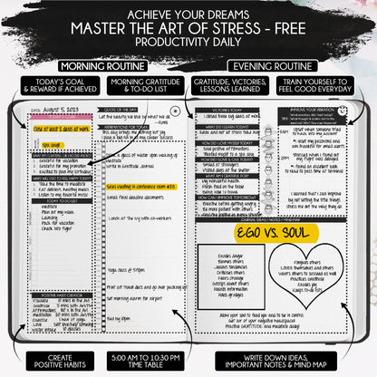 Adhd Daily Planner - A Self Care Personal Gratitude Journal to Increase Productivity and Success in Life & Work, Weekly & Monthly Undated Planner for Women and Men, Vision Board & Organizer + Stickers