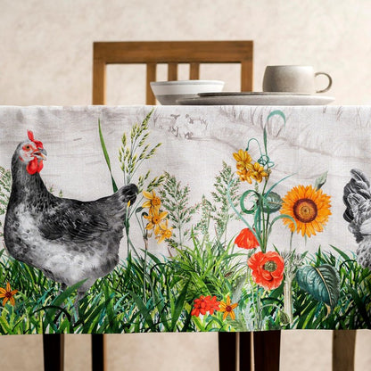 Maison d' Hermine Table Cloth Square Table 100% Cotton 60 x 60 Inches Tablecloth Reusable Decorative for Dining Kitchen Room Farmhouse Home Gifts for Mothers Day Spring Summer - Basse Cour