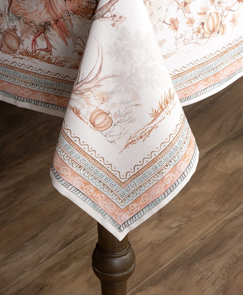 Maison d' Hermine Table Cloth Rectangle Table 100% Cotton 60 x 90 Inches Fall Tablecloth Reusable Everyday Use for Thanksgiving Christmas Decorations Dining Farmhouse Party (Giving Thanks)