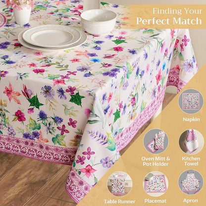 Maison d' Hermine Table Cloth Square Table 100% Cotton 54 x 54 Inches Tablecloth Reusable Decorative for Dining Kitchen Room Farmhouse Home Gifts for Mothers Day Spring Summer - Chardon