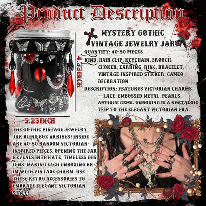 SMUOBT Gothic Mystery Box for Women - 40-45 Piece Goth Lolita Jewelry Set Earrings Necklace Bracelet, Punk Witchy Accessories Gift Collection, Surprise Blind Box