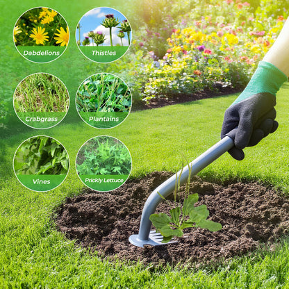 Walensee Weed Puller Tool, Portable Garden Weed Pulling Tool,Upgraded Durable Garden Weeder with 5-Tine Manganese Steel&Rubber Handle for Vegetable Gardening, Backyard Planting & Uprooting Weeding