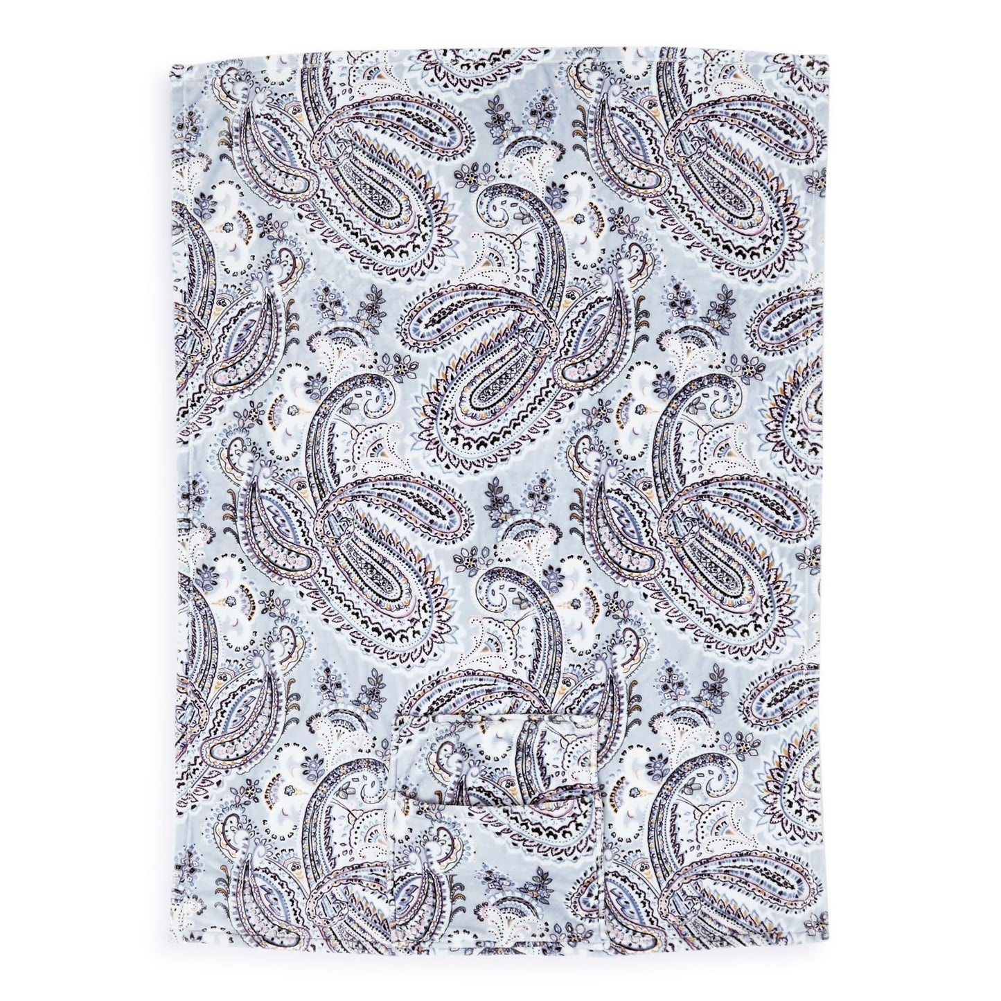 Vera Bradley Fleece Travel Blanket with Trolley Sleeve, Soft Sky Paisley