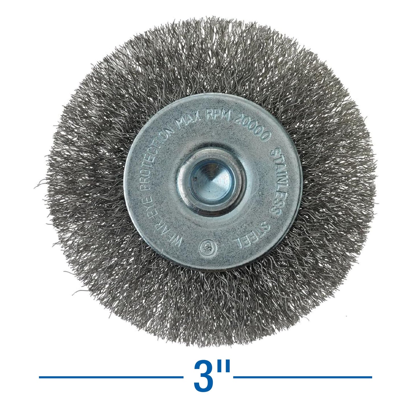 Mercer Industries 182050B - 3" x 1/4" Shank Crimped Wire Wheels, .008 Stainless Steel Wire (20 pack)