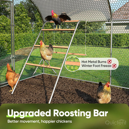 Quictent Essential Series 18x9x6.6ft Metal Chicken Coop Run with Climbing Ladder, Walk-in Outdoor Poultry Cage with PVC Coated Chicken Wire, Hen Duck Rabbit Farm House, Waterproof Anti-UV Cover