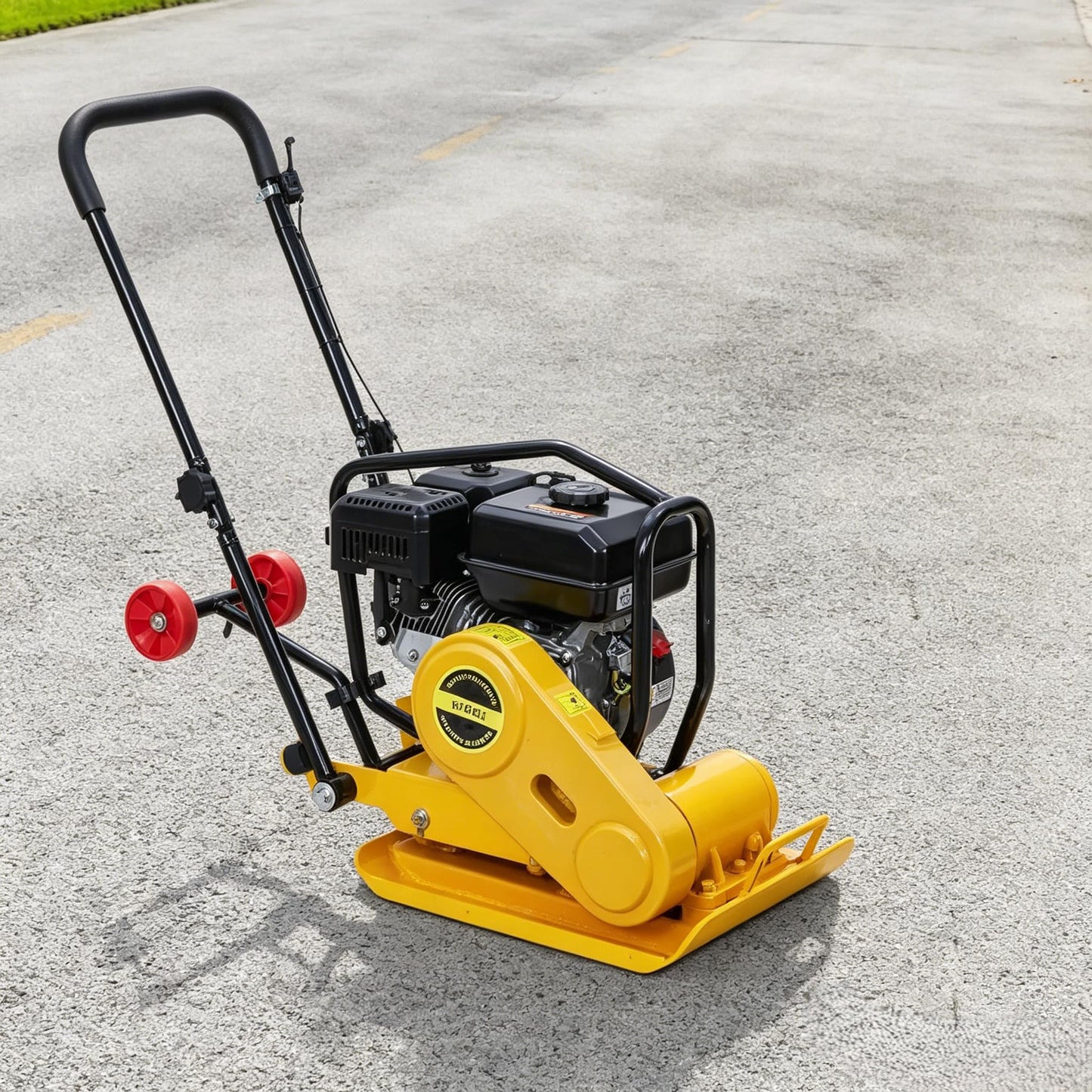 7HP Plate Compactor Rammer,212cc Gas Engine 5600 VPM Soil Compactor, 4200 lbs Compaction Force, 22.1 x 15.9 inch Plate Ground Compactors, Concrete Tools for Paving Landscaping Sidewalk Patio(Yellow)