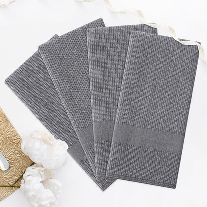 Homaxy Premium Kitchen Towels(18”x 28”, 6 Pack), Large Cotton Kitchen Hand Towels, Flat and Terry Dish Towels, 380 GSM Highly Absorbent Tea Towel Set with Hanging Loop, Grey
