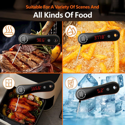 0.5s Instant Read Digital Meat Thermometer, Paysean ±0.5℉ with Auto-Rotating Backlit Display, IP67 Waterproof and Calibration for Cooking, Candy, Grilling, BBQ, Liquid, Smoker, Beef