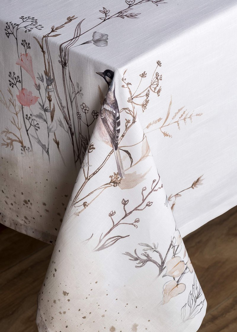 Maison d' Hermine Table Cloth Rectangle Table 100% Cotton 70 x 108 Inches Tablecloth Reusable Decorative for Dining Kitchen Farmhouse Home Gifts for Mothers Day Spring Summer- Meadow Florals - Brown