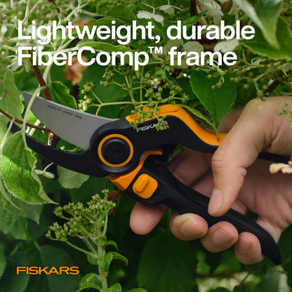 Fiskars DualAction Pruner – Hand Pruner with Two Cutting Modes, Bypass Garden Pruner for Stems and Branches up to 1", Low-Friction Steel Blade, FiberComp Frame