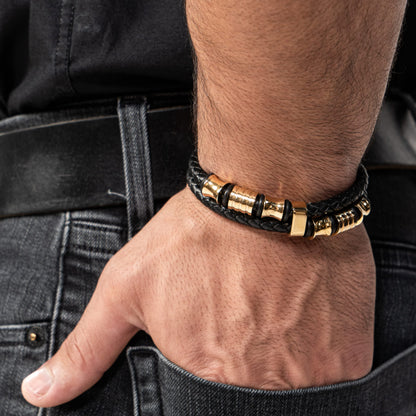 SERASAR Mens Bracelets 20cm Gold Gift Box Genuine Leather Cowhide Braided Adjust Able Magnetic Clasp MultiLayer Wrap Jewellery Man Mans Male Band Jewelry Accessories