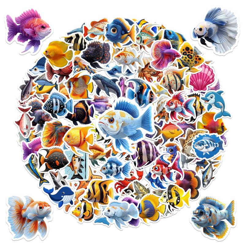 Ocean Aniaml Stickers for Kids,100 Pcs Under The Sea Animal Stickers for Decorations, Waterproof Sea Creature Fish Sticker Ideal for Water Bottles Party Favors Supplies Crafts Decor