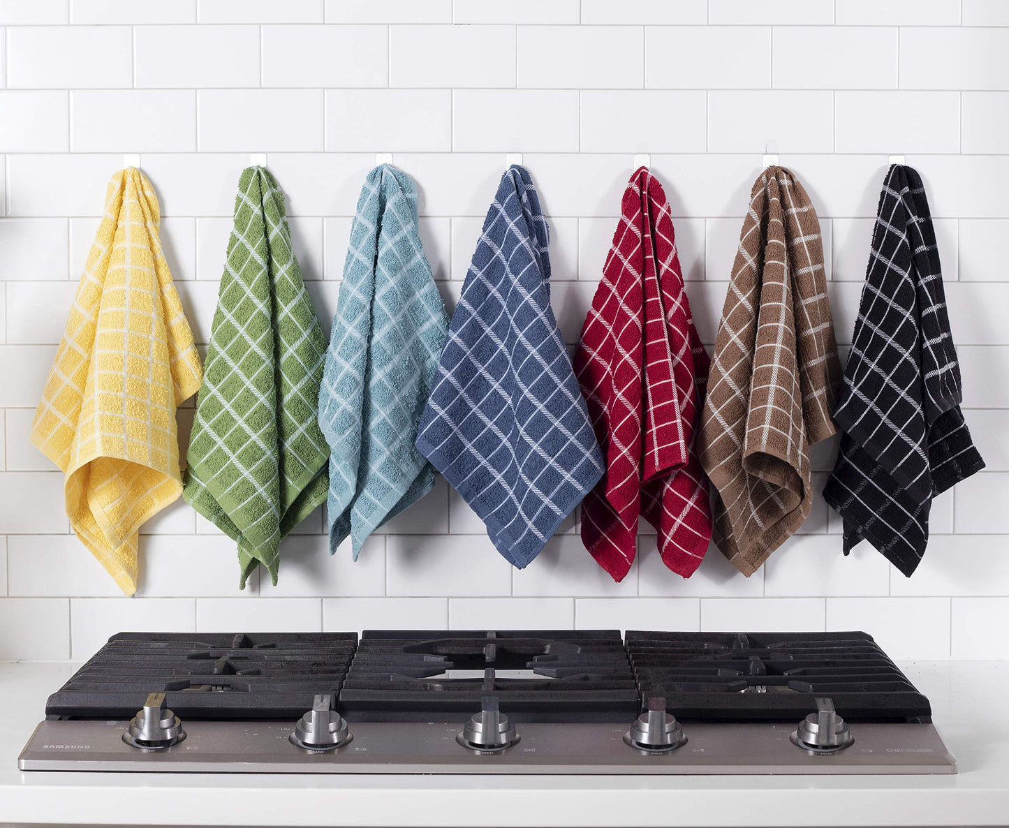 Ritz Premium 100% Cotton Terry Check Kitchen Dish Towels - Highly Absorbent, Super Soft, Long-Lasting, 25"x15", 3-Pack, Federal Blue