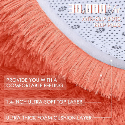 OLANLY Small Bedside Rug - Soft Fluffy Shaggy Indoor Carpet for Bedroom & Living Room | Coral Red