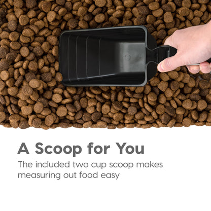 IRIS USA Dog Food Storage Container, 30 lbs & 11 lbs Combo, Cat Food Storage Container, Dog Treat Container, Airtight, Stackable, 2-Cup Scoop, Wheels, Easy Mobility, Black