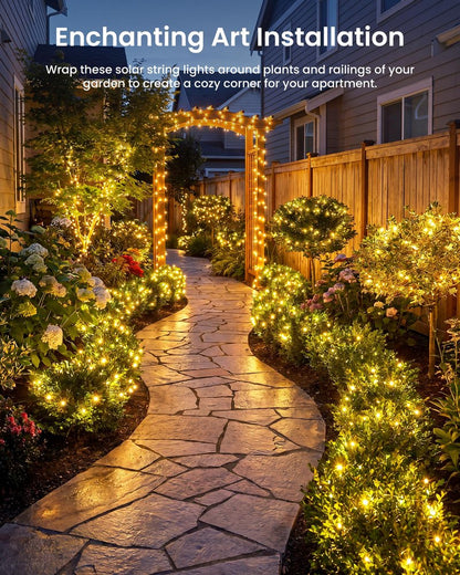 Minetom Solar String Lights, Solar Fairy Lights Outdoor Waterproof, 8 Modes Firefly Starry Moon Twinkle Lights for Yard Garden Patio Tree DIY Crafts Wedding Party(RGB-APP)