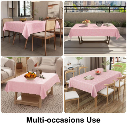 Smiry Rectangle Table Cloth, Waterproof Heavy Duty Vinyl Tablecloths, Wipeable Washable Table Cover for Kitchen, Dining Room & Valentines (Pink, 60" X 120")