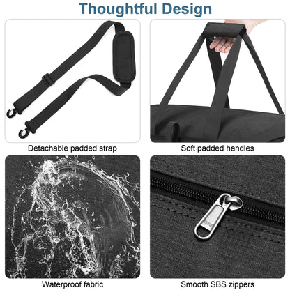 120L Foldable Waterproof Travel Duffel Bag for Men and Women with Shoe Compartment (Black, 120L)