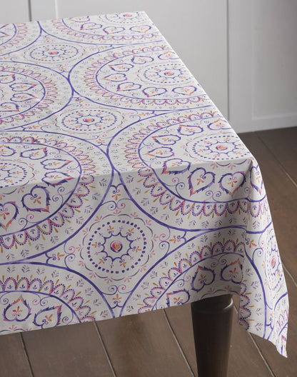 Maison d' Hermine Table Cloth Rectangle Table 100% Cotton 54 x 72 Inches Tablecloth Reusable Decorative for Dining Kitchen Room Farmhouse Home Gifts for Mothers Day Spring Summer - Mandala