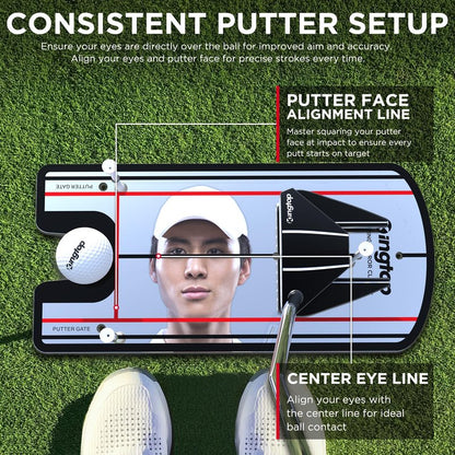 KINGTOP Classic Golf Putting Mirror - Portable Alignment Putting Training Aids for Consistency & Accuracy - Ideal for Indoor | Outdoor Practice, with Carry Bag and Golf Tees