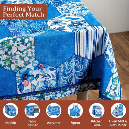 Maison d' Hermine Table Cloth Rectangle Table 100% Cotton 70 x 108 Inches Tablecloth Reusable Decorative for Dining Kitchen Room Farmhouse Home Gifts for Mothers Day Spring Summer - Summer Blues