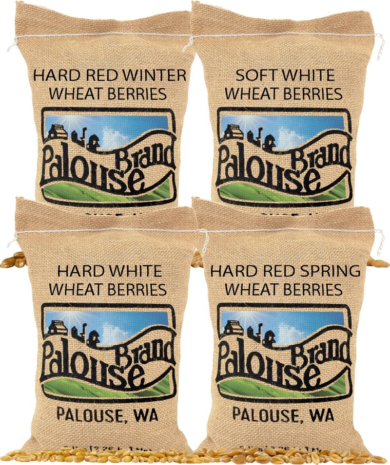 Palouse Brand Certified Glyphosate Residue Free Hard White, Soft White, Red Spring and Winter Wheat Berries | 20 LBS | Non-GMO Project Verified | Kosher (4-5 lb bags each)