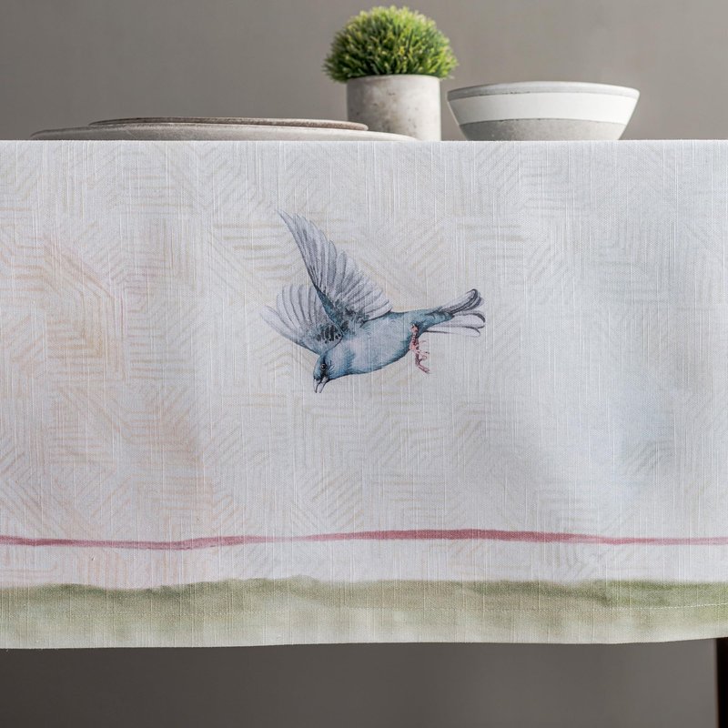 Maison d' Hermine Table Cloth Rectangle Table 100% Cotton 54 x 72 Inches Tablecloth Reusable Decorative for Dining Kitchen Room Farmhouse Home Gifts for Mothers Day Spring Summer - Flying Birds