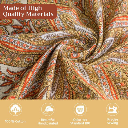 Maison d' Hermine Table Cloth Rectangle Table 100% Cotton 70 x 108 Inches Fall Tablecloth Reusable Everyday Use for Thanksgiving Christmas Decorations Dining Farmhouse Party (Kashmir Paisley)