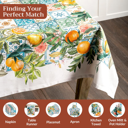 Maison d' Hermine Table Cloth Rectangle Table 100% Cotton 70 x 120 Inches Tablecloth Reusable Decorative for Dining Kitchen Room Farmhouse Party Home Hotel Restaurant Spring Summer - Agrume
