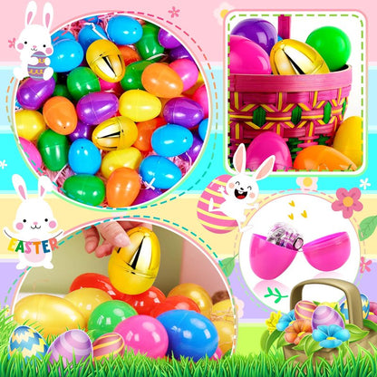 OCTERIC 160Pcs Easter Eggs, 2.3" Fillable Colorful Mix Gold Plastic Easter Eggs Empty for Easter Hunt, Easter Basket Stuffers, Party Favor, Classroom Prize Supplies