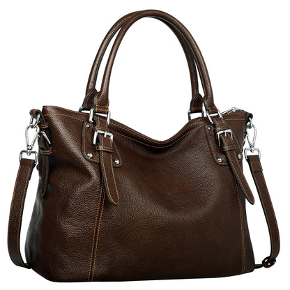HESHE Genuine Leather Purses and Handbags for Women Tote Shoulder Bag Satchel Designer Purse Top Handle Bags Hobo Crossbody Purse (Large,Coffee)