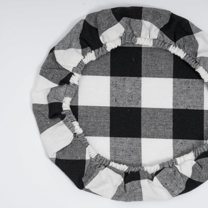 Reusable Elastic Bowl Covers - 100% Cotton Fabric Bowl Covers Set for Sourdough Bread and Mixing Bowls to Cover Dough, Fruits, Vegetables and Regulate Moisture (Black Plaid, 1XL, 1L, 1M, 1S)