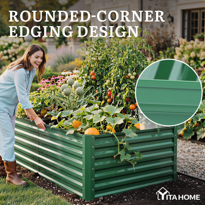 YITAHOME 6pcs 6x3x2 ft Galvanized Raised Garden Bed Kit, Large Metal Planter Box with Gloves & Support Rod, Outdoor Flower Bed for Plants Vegetables, Green