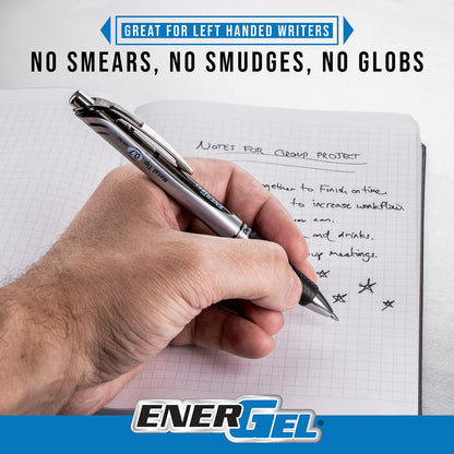 Pentel EnerGel RTX RT Liquid Gel Pen, Med, Metal Tip, (0.7mm), Blue Ink, Box of 12 (BL77PC12C1)