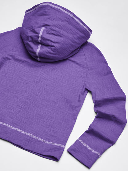 Hanes Girls Slub Jersey Full Zip Jacket Shirt, Purple Crush, Large US