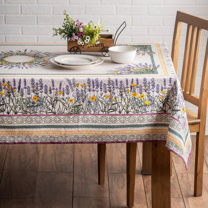 Maison d' Hermine Table Cloth Square Table 100% Cotton 60 x 60 Inches Tablecloth Reusable Decorative for Dining Kitchen Room Farmhouse Home Gifts for Mothers Day Spring Summer - Fanny Lavender
