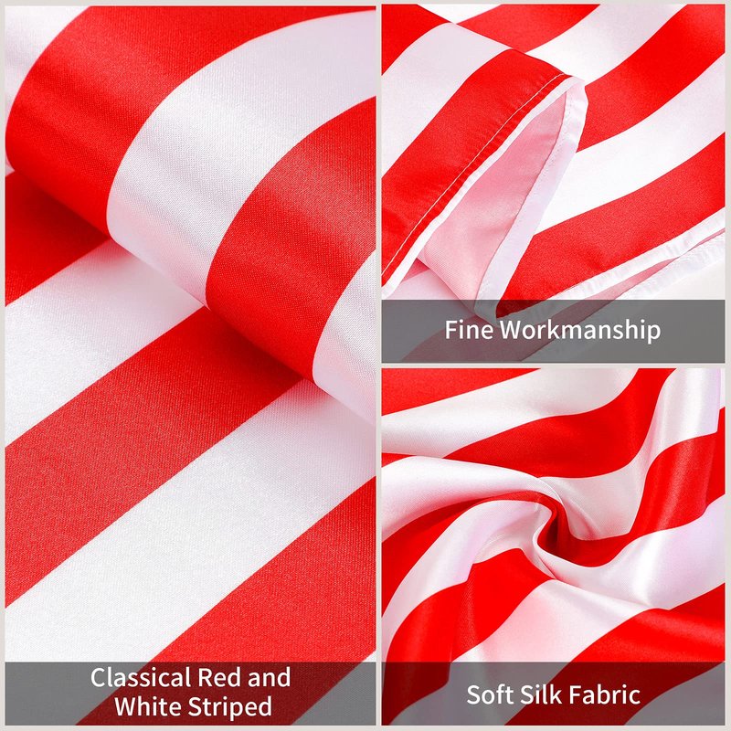 4 Pieces Striped Tablecloth Red and White Striped Table Runner Tablecloth Polyester Spring Elegant Classic Table Decor for Daily Events Family Banquet Parties Celebrations Outdoor(12 x 72 Inch)