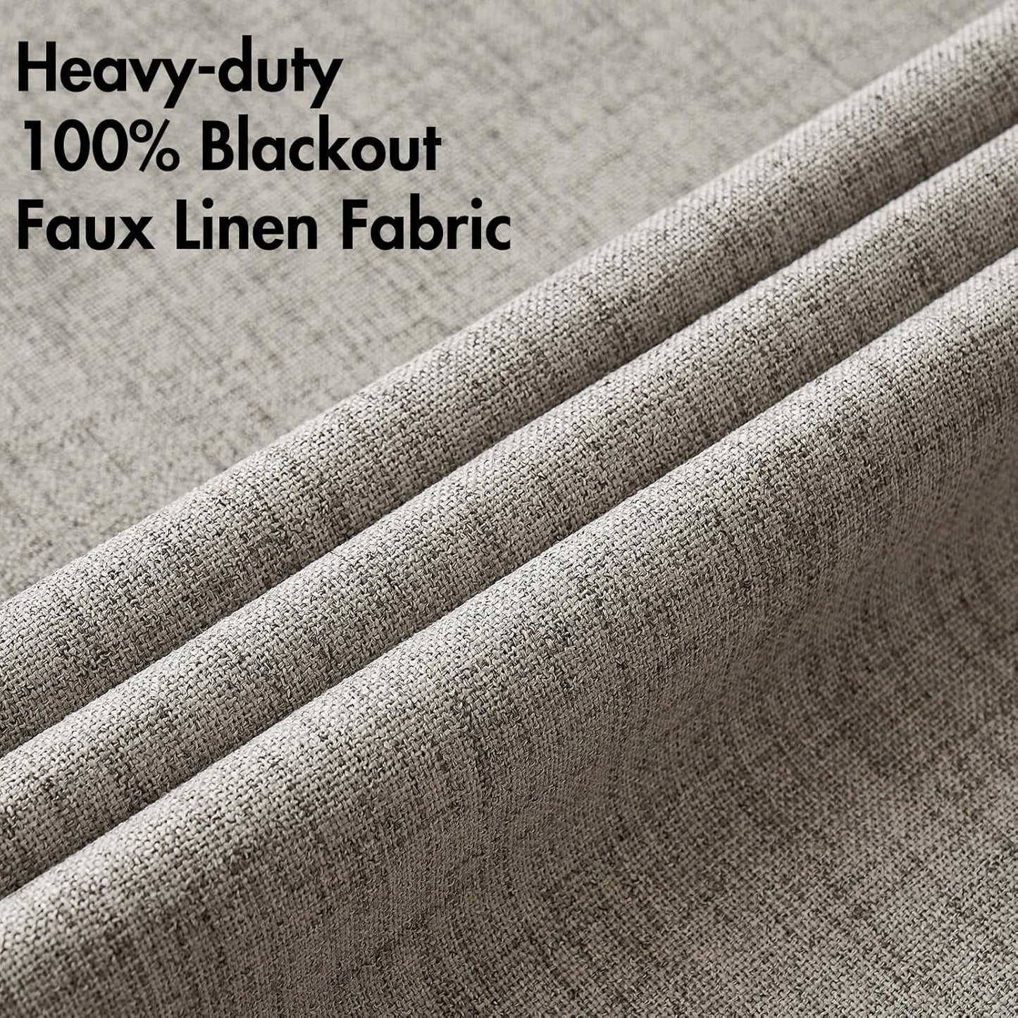 MIULEE Blackout Linen Curtains - 100% Thermal Insulated Grommet Drapes | Greige, 52x84 Inch (2 Panels)