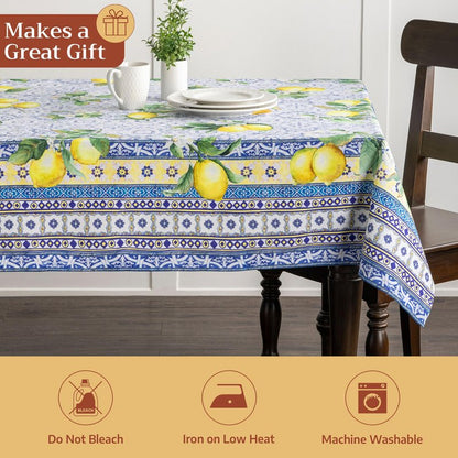 Maison d' Hermine Table Cloth Rectangle Table 100% Cotton 54 x 72 Inches Tablecloth Reusable Decorative for Dining Kitchen Room Farmhouse Home Gifts for Mothers Day Spring Summer - Citrus