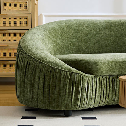 KEIKI 92" Oversized Curved Shaped Upholstered Modular Sectional Sofa, Minimalist 4-Seater Couch with Seat Cushions and Ergonomic Backrest, No Assembly Required, for Apartment, Living Room, Green