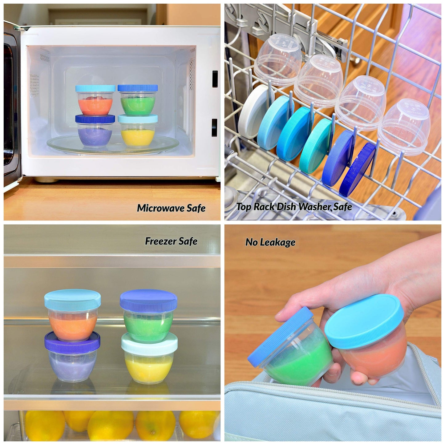 Youngever 18 Sets Baby Food Storage, 6 Ounce Baby Food Containers with Lids and Labels, 9 Coastal Colors