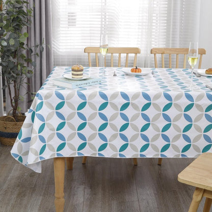Walrus Heavy Duty Vinyl Tablecloth with Flannel Backing Waterproof Oil-Proof Plastic Table Cloth Stain-Resistant Wipeable Table Cover for Indoor and Outdoor (Geometric Leaf,60x84 Inch)