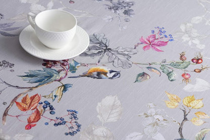 Maison d' Hermine Table Cloth Round Table 100% Cotton 63 Inches Fall Tablecloth Reusable Everyday Use for Thanksgiving Christmas Decorations Dining Farmhouse Party (Equinoxe - Grey)