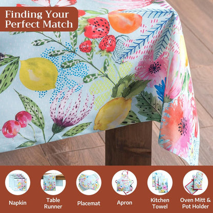 Maison d' Hermine Table Cloth Square Table 100% Cotton 54 x 54 Inches Tablecloth Reusable Decorative for Dining Kitchen Room Farmhouse Home Gifts for Mothers Day Spring Summer - Jardin D'Ete - Mint